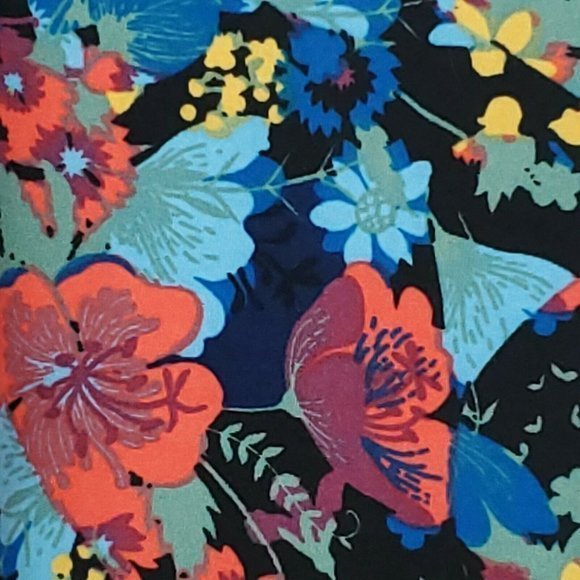 LuLaRoe Leggings Black Blue Pink Yellow Purple Floral One Size OS - Picture 7 of 11